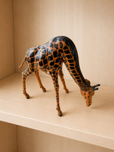 Leather giraffe sculpture with - giraffe,